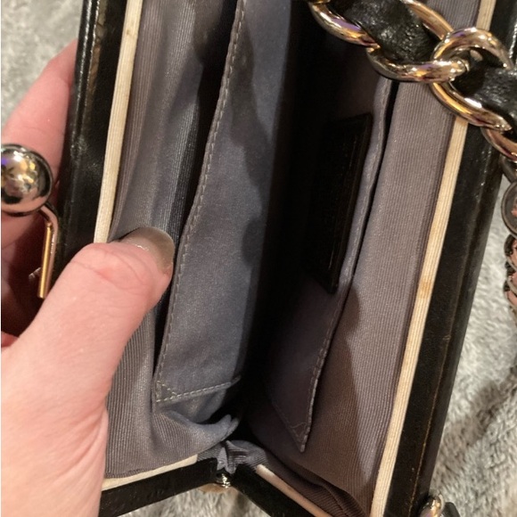 Rare Coach Parker Kisslock Chain Clutch Signature Op Art 13623 Black vintage - Picture 8 of 9